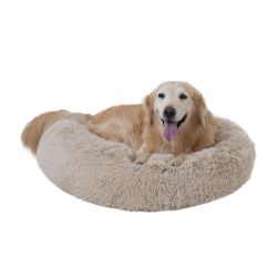 Khaki Cuddle Donut Pet Bed