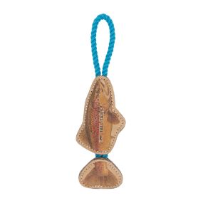 Natural Leather Jointed Trout Tug Dog Toy