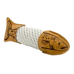 Natural Leather Trout Rope Tug Dog Toy