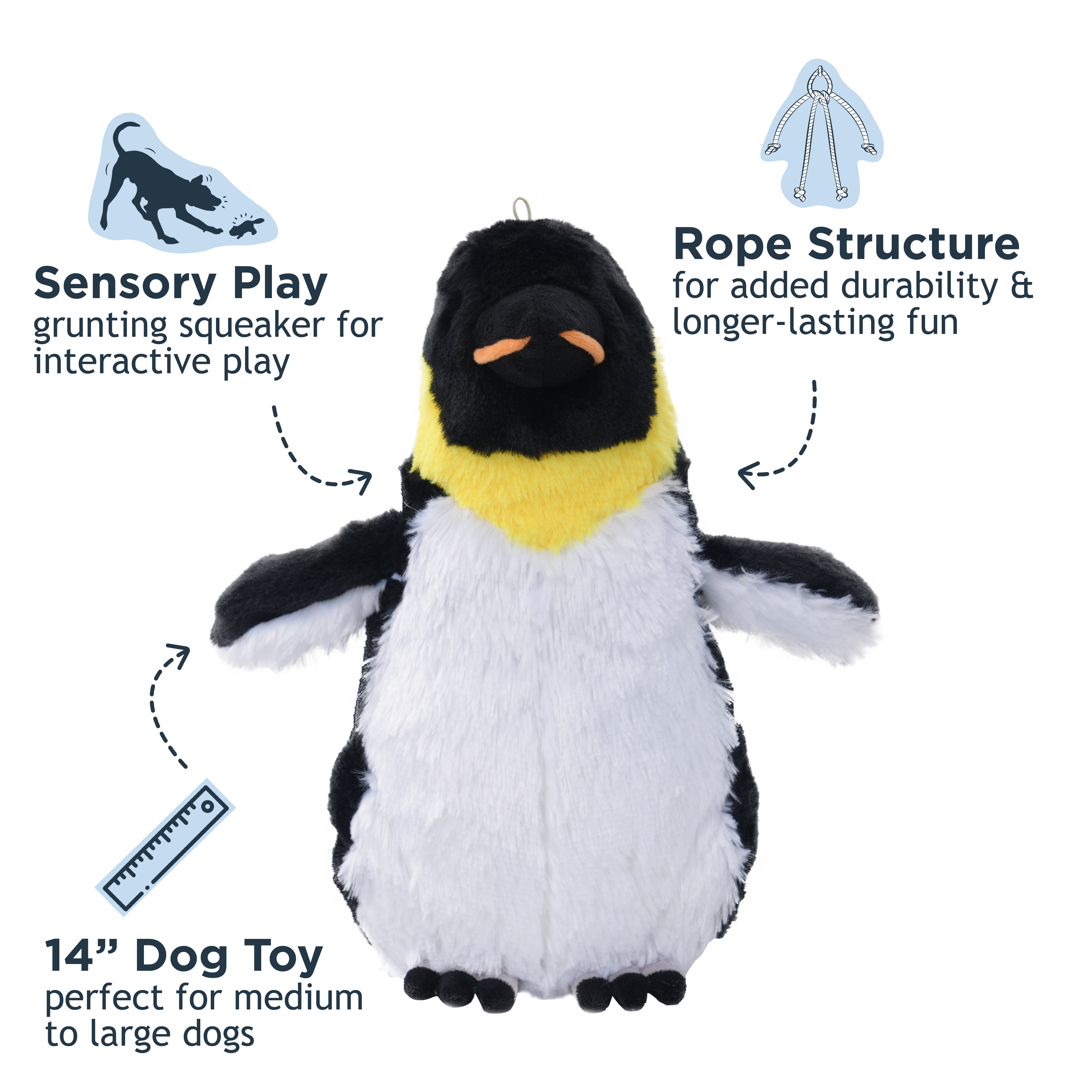 Tall Tails Holiday 2025 Dog Toys Emperor Penguin Squeaker