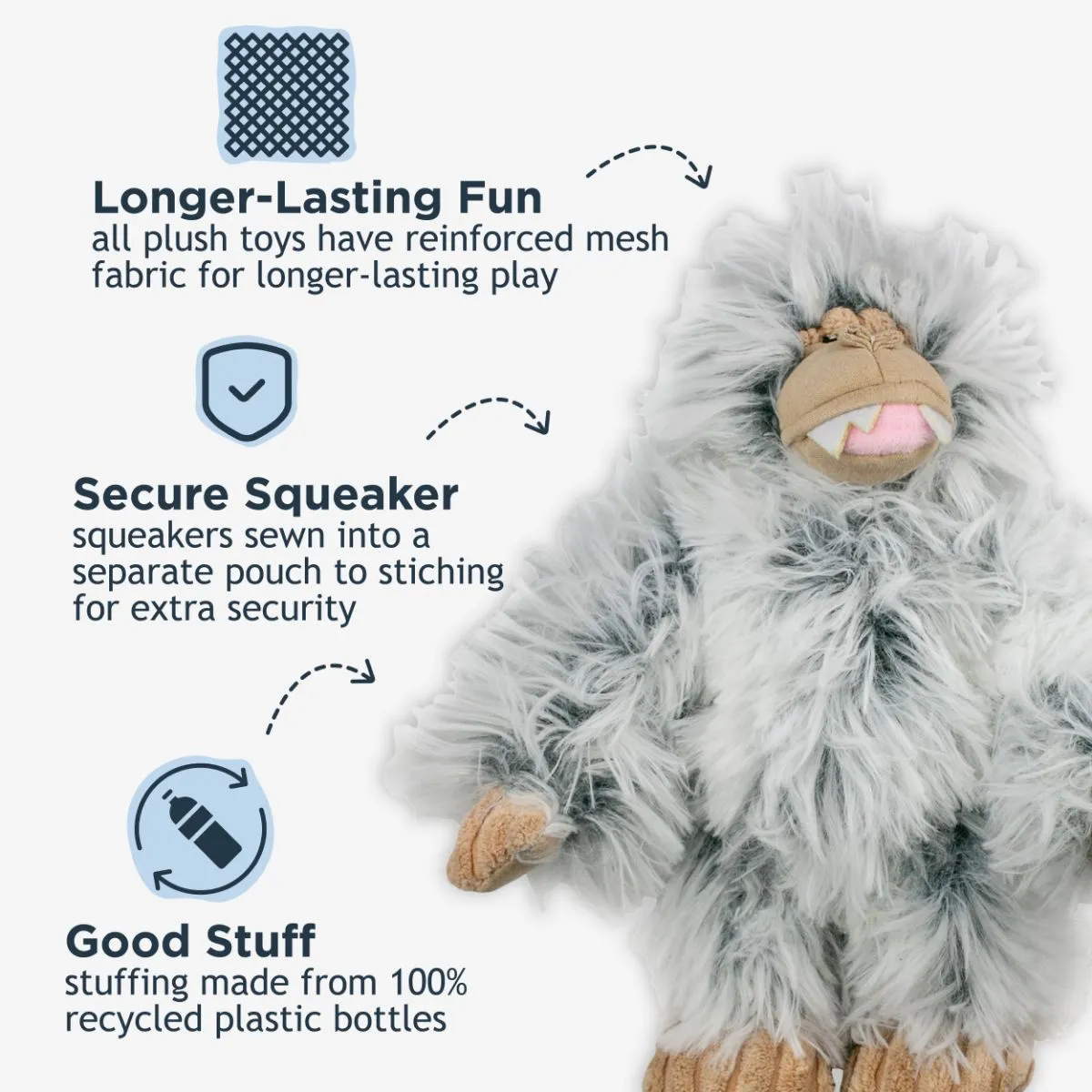 Tall Tails Plush Sensory Toys For Dogs | Mini Yeti with Squeaker
