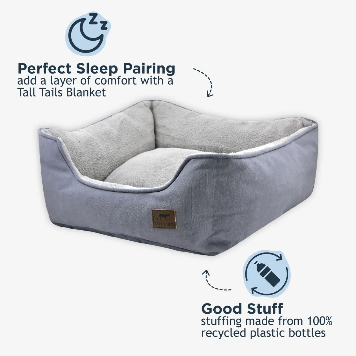 Tall Tails Dream Chaser Charcoal Bolster Bed Tall Tails Dream Chaser Charcoal Bolster Bed